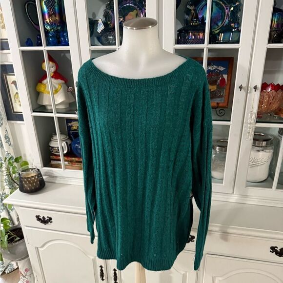 Terra & Sky Emerald Green Women's Sweater Size 1X NWT - Picture 3 of 12